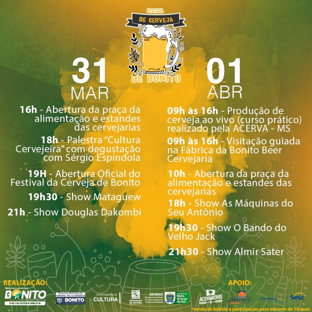 Vai uma cerveja ai? Festival de Bonito encerrra programação hoje com shows