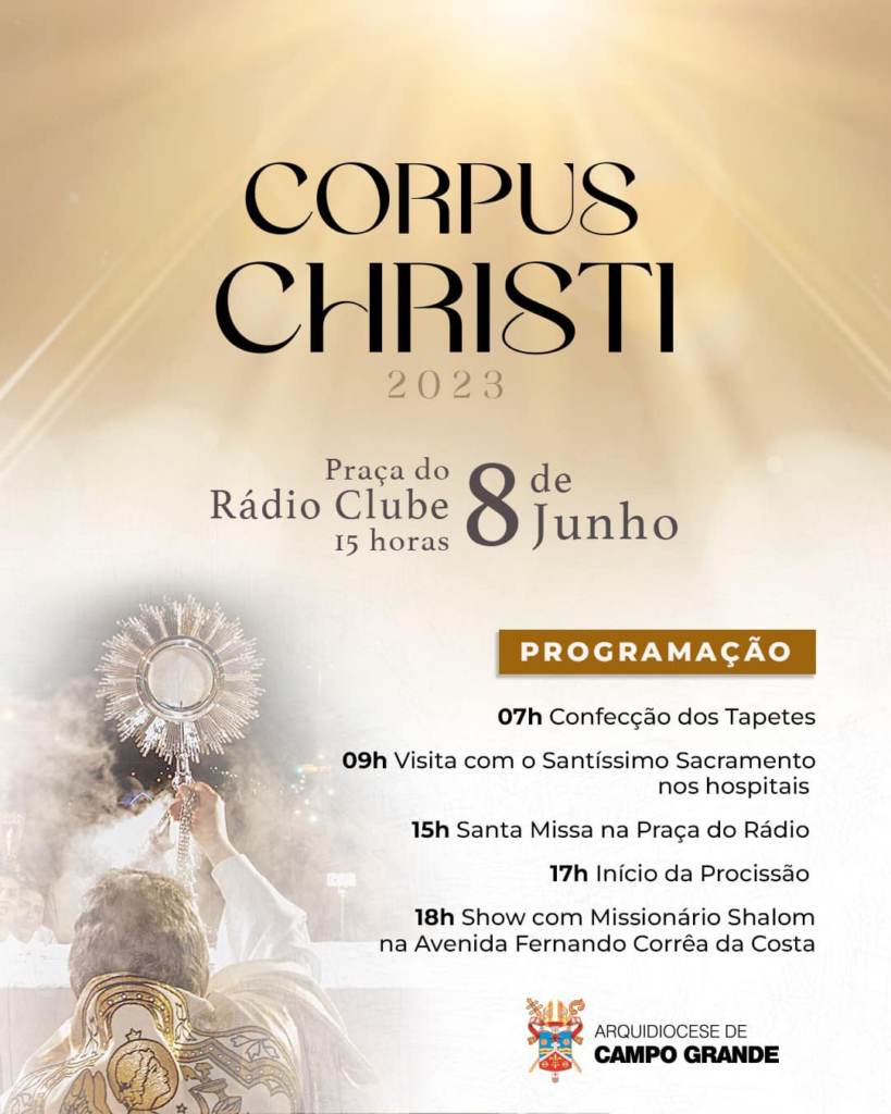 Dia de Corpus Christi terá tradicionais tapetes e show com a banda Missionário Shalom Dia de Corpus Christi terá tradicionais tapetes e show com a banda Missionário Shalom