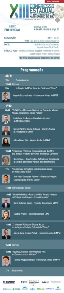 Inscrições abertas para 13º Congresso Estadual do MPE-MS Inscrições abertas para 13º Congresso Estadual do MPE-MS