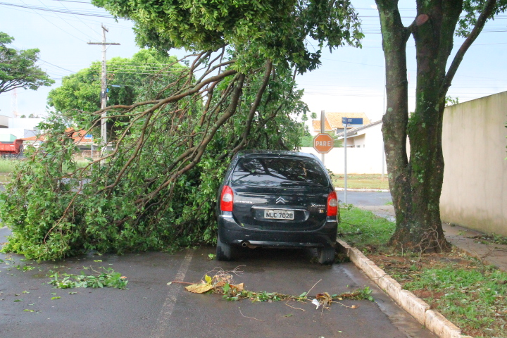 Forte temporal com ventos e granizo provoca destruição em Chapadão do Sul