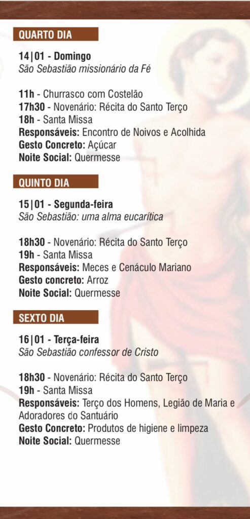 Tradicional Festa de São Sebastião começa na quinta-feira e segue até o dia 20; veja a programação!