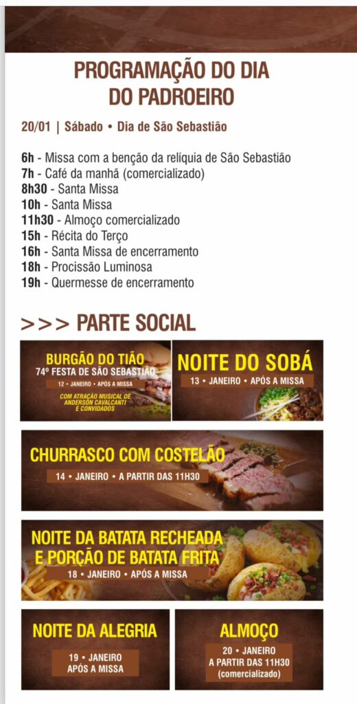 Tradicional Festa de São Sebastião começa na quinta-feira e segue até o dia 20; veja a programação!