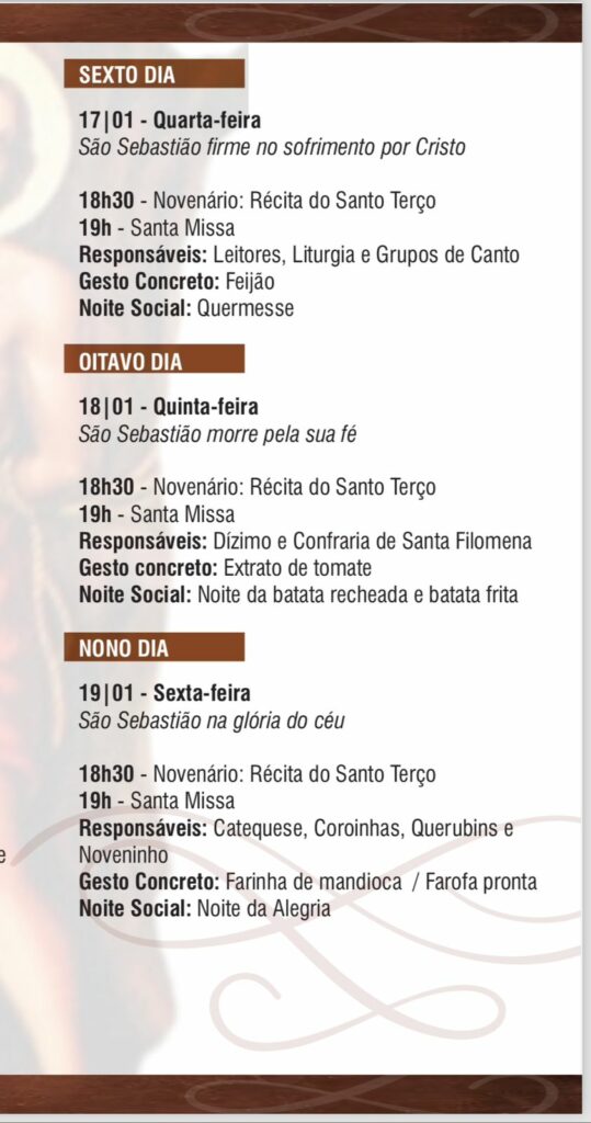Tradicional Festa de São Sebastião começa na quinta-feira e segue até o dia 20; veja a programação!