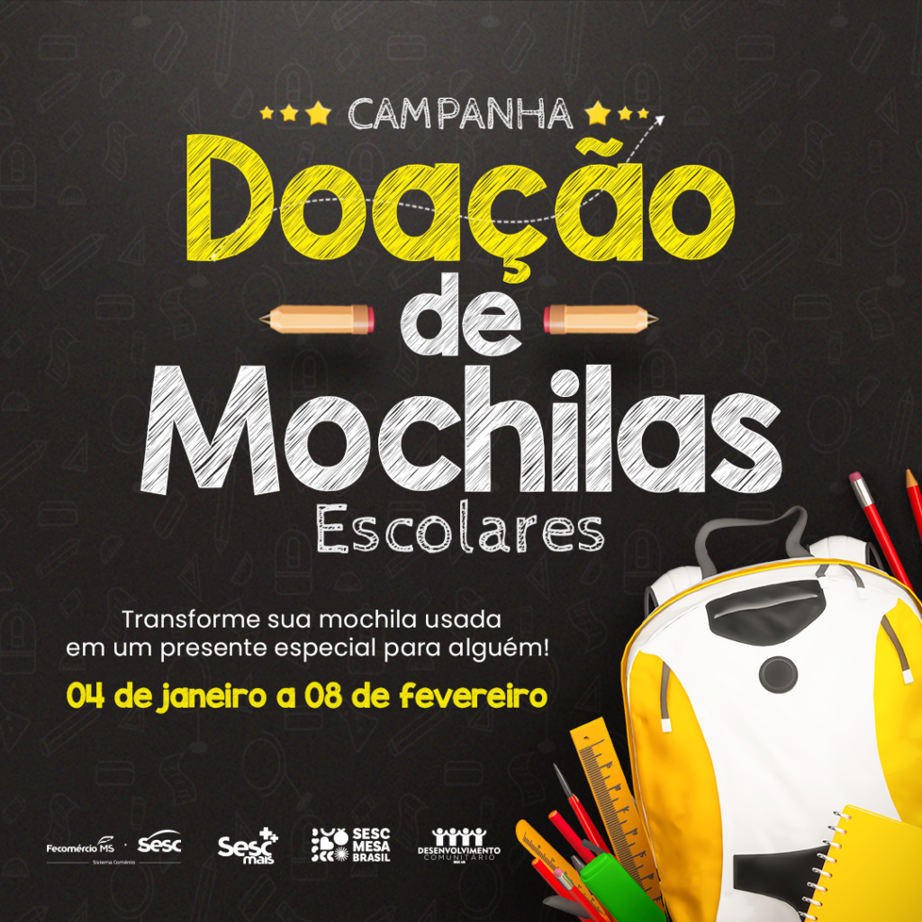 Sesc MS arrecada mochilas para atender crianças em vulnerabilidade