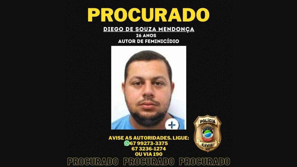 Procurado: Ex-namorado suspeito de matar jovem em Nioaque fugiu ao PY
