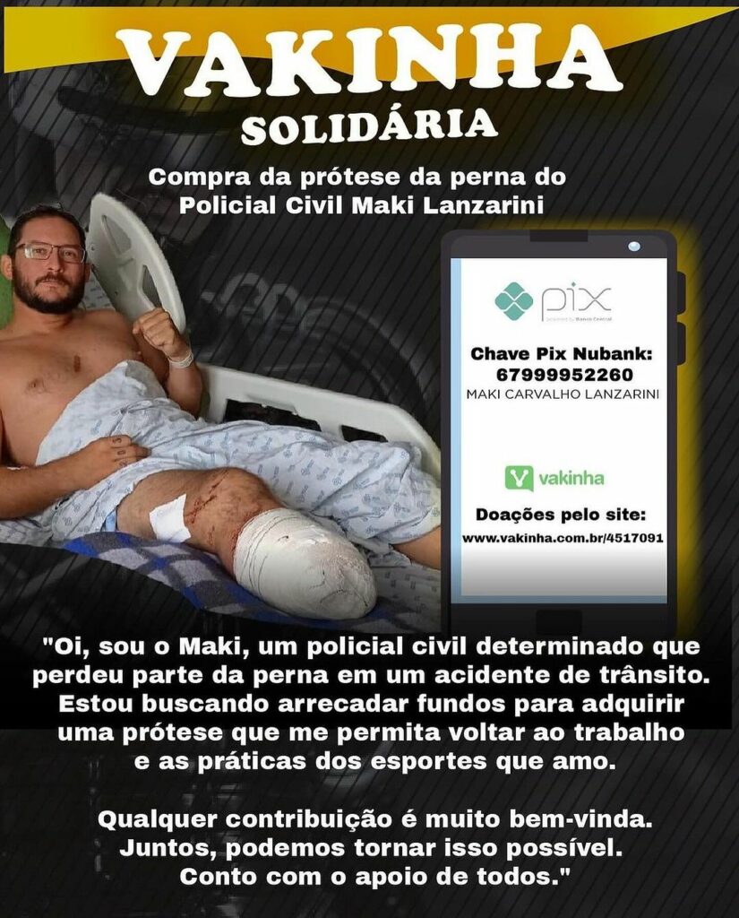 Após perder a perna em acidente, policial faz vaquinha para comprar prótese Após perder a perna em acidente, policial faz vaquinha para comprar prótese