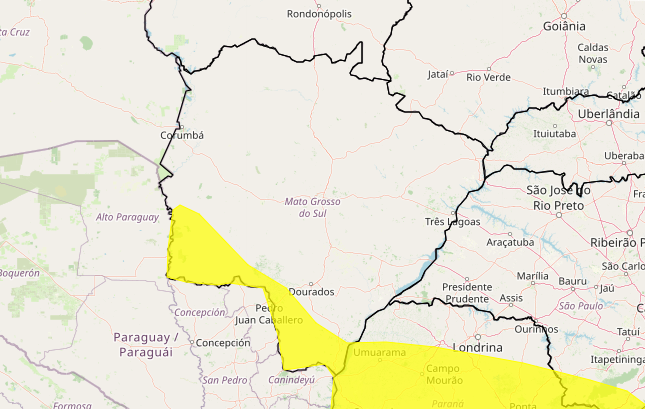 Inmet emite dois alertas de tempestade para hoje e amanhã em MS