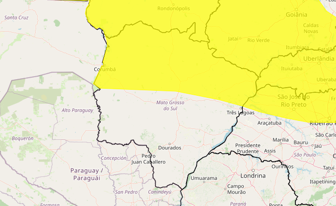 Inmet mantém alerta de chuvas intensas em MS; veja as cidades afetadas