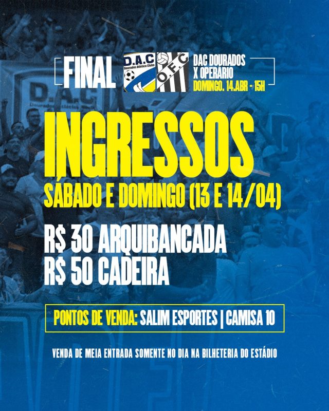 DAC abre venda de ingressos para final de domingo contra o Operário DAC abre venda de ingressos para final de domingo contra o Operário