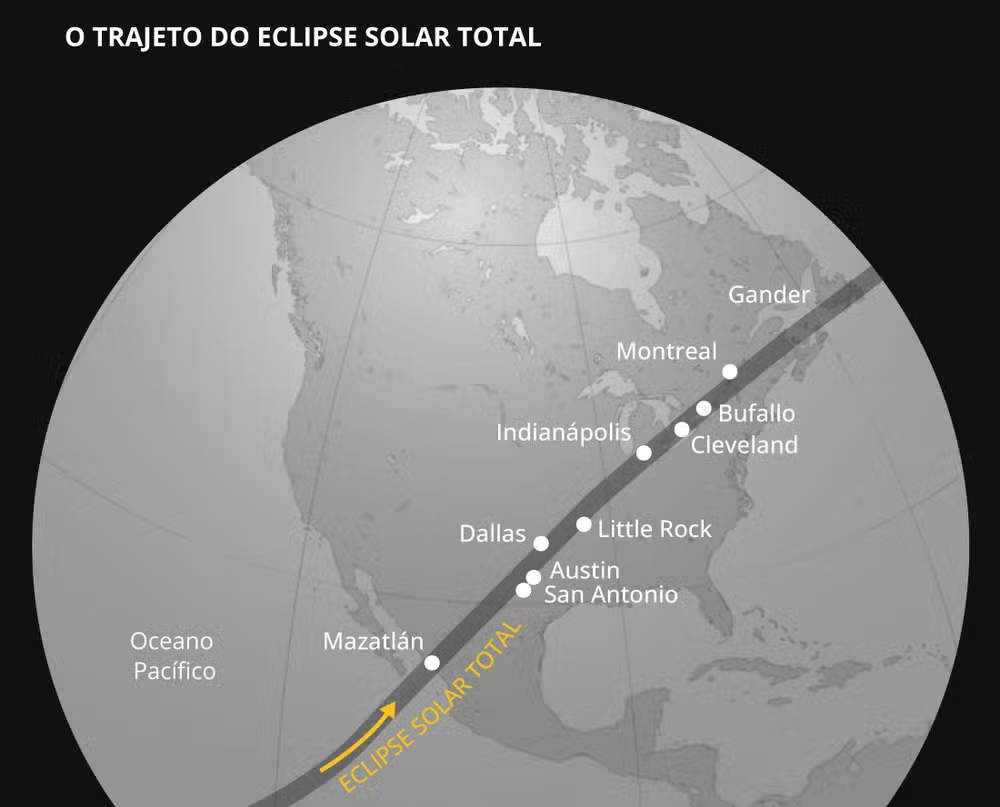 O Eclipse de 8 de abril será visto no Brasil? Saiba tudo sobre o fenômeno