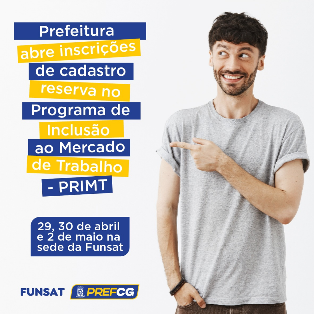 Prefeitura abre inscrições de cadastro reserva no Programa de Inclusão ao Mercado de Trabalho