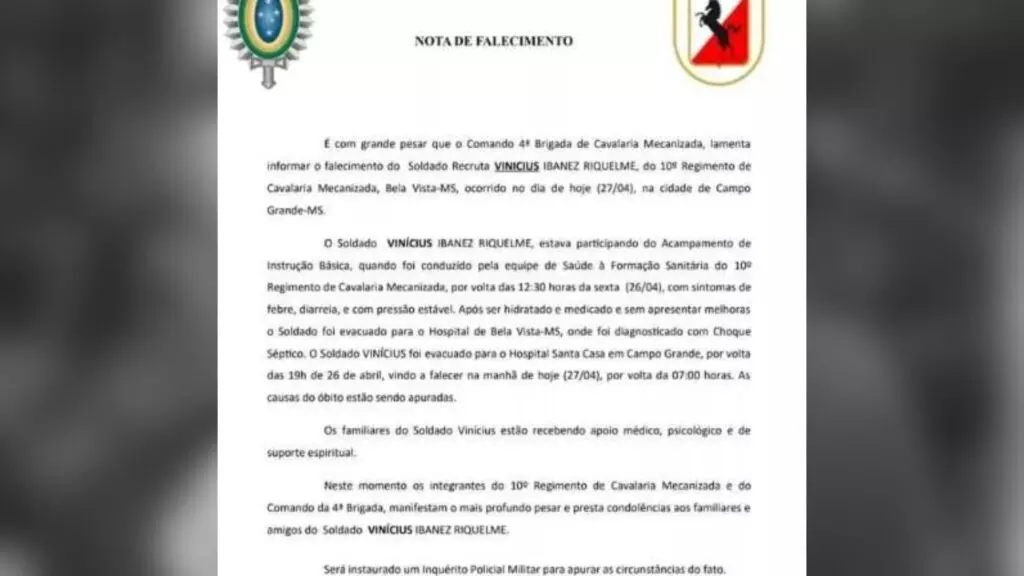 Militar do EB morre após passar mal em treinamento de campo em cidade de MS