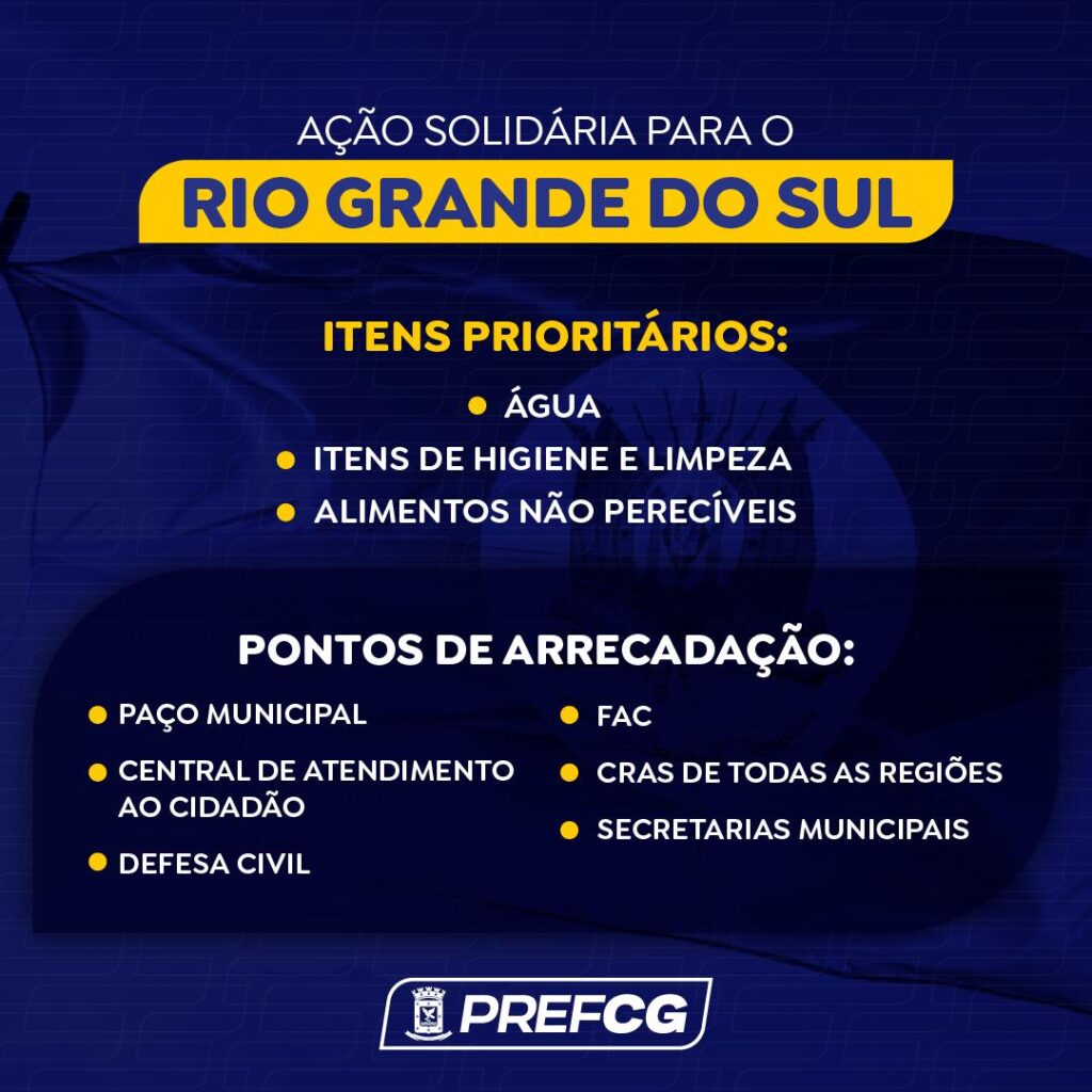 Prefeitura de Campo Grande arrecada donativos à famílias das enchentes no RS