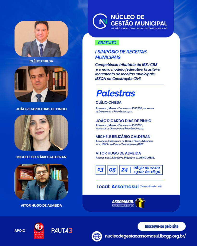 Assomasul promove o I Simpósio de Receitas Municipais em Mato Grosso do Sul Assomasul promove o I Simpósio de Receitas Municipais em Mato Grosso do Sul
