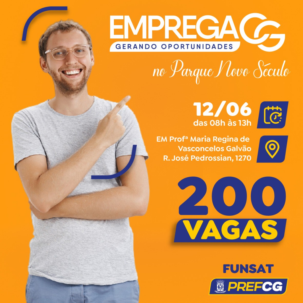 Com oferta de 200 vagas, Emprega CG no Seu Bairro chega ao Parque Novo Século