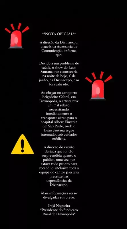 Cantor Luan Santana tem mal súbito e é internado às pressas em São Paulo