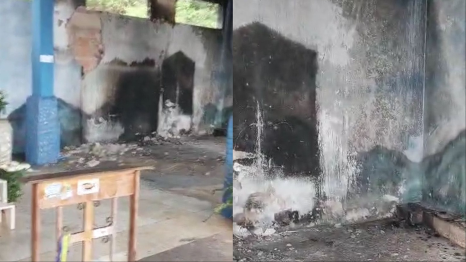 Milagre? Incêndio destrói santuário de Aparecida em distrito de MS, mas imagem da santa fica intacta Milagre? Incêndio destrói santuário de Aparecida em distrito de MS, mas imagem da santa fica intacta