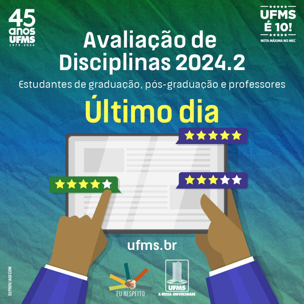 Último dia para estudantes e professores da UFMS avaliarem disciplinas do segundo semestre