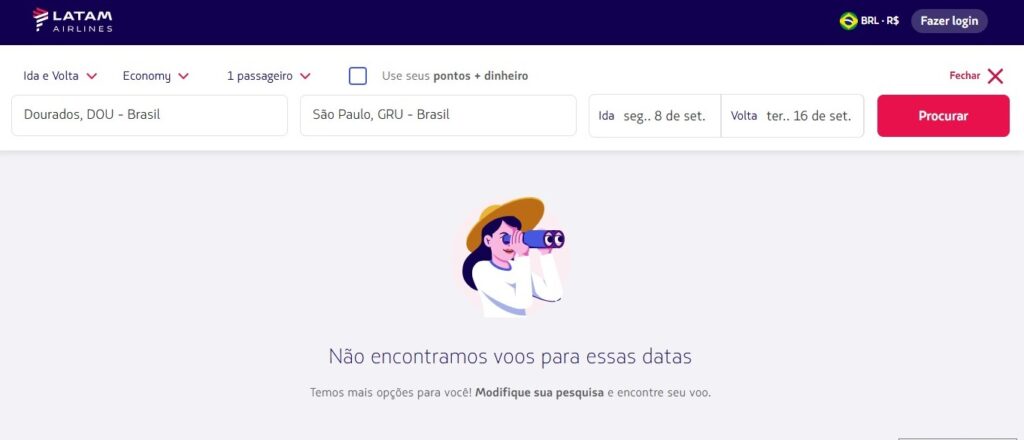 Apesar do anúncio, site ainda não faz vendas de passagens aéreas de Dourados e Bonito para Guarulhos Apesar do anúncio, site ainda não faz vendas de passagens aéreas de Dourados e Bonito para Guarulhos