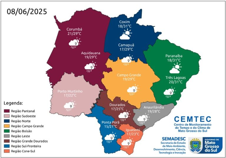 Frente fria traz possibilidade de chuva e queda nas temperaturas em Mato Grosso do Sul Frente fria traz possibilidade de chuva e queda nas temperaturas em Mato Grosso do Sul