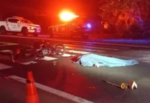Mulher perde a vida após acidente entre moto e caminhão na BR-163