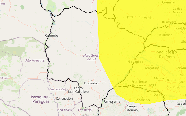 Inmet emite alertas de tempestades e baixa umidade para municípios de MS Inmet emite alertas de tempestades e baixa umidade para municípios de MS