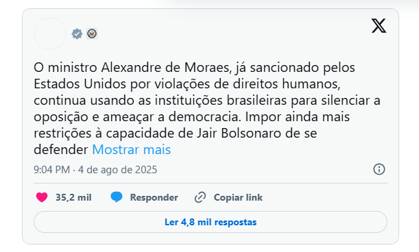 Crise diplomática: EUA já tinham plano contra medidas do STF e governo Lula Crise diplomática: EUA já tinham plano contra medidas do STF e governo Lula