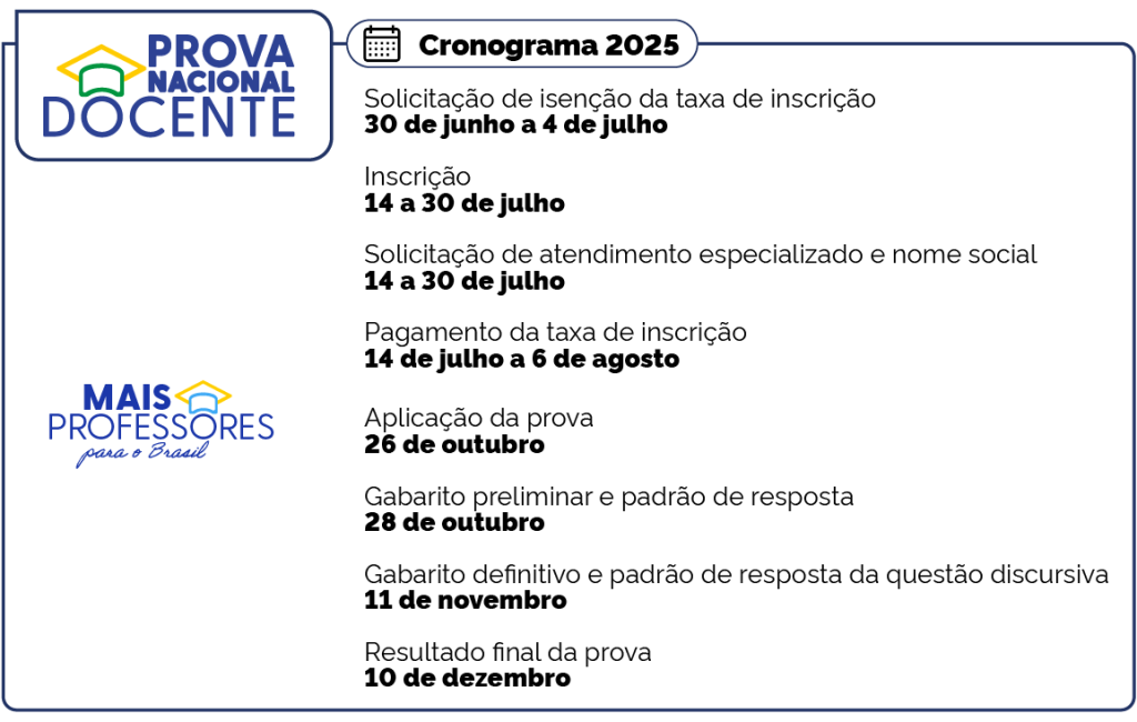 Pagamento da inscrição para a Prova Nacional Docente é prorrogado até 6 de agosto Pagamento da inscrição para a Prova Nacional Docente é prorrogado até 6 de agosto