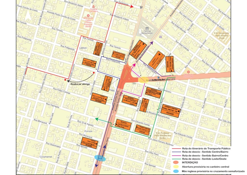 Trânsito sofre alterações no Trevo Imbirussu por obras da Av. Gunter Hans