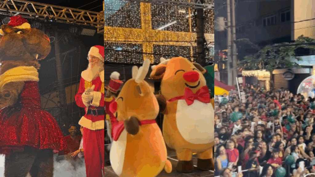 Natal dos Sonhos 2025 estreia com multidão e personagens icônicos no Centro de Campo Grande