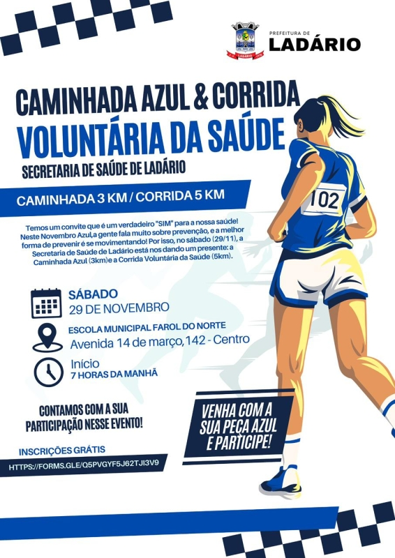 Caminhada Azul e Corrida Voluntária da Saúde movimentam Ladário no Novembro Azul