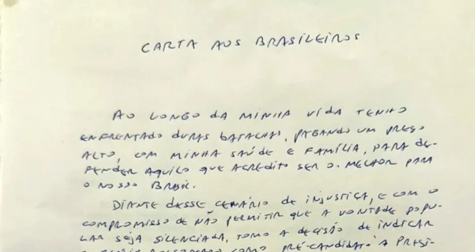 Carta de Bolsonaro indica Flávio como pré-candidato à Presidência em 2026
