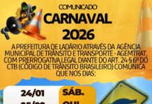Prefeitura de Ladário divulga interdições de trânsito durante o Carnaval 2026
