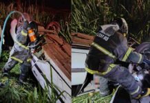 Após capotagem, motorista fica preso em destroços de veículo na BR-262