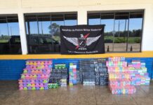 Vídeo: picape é flagrada com quase 5 mil cigarros eletrônicos e mais de 20 caixas de remédio para emagrecer