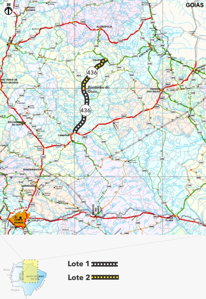 Obras na MS-436 avançam e chegam à fase final entre Camapuã e Figueirão
