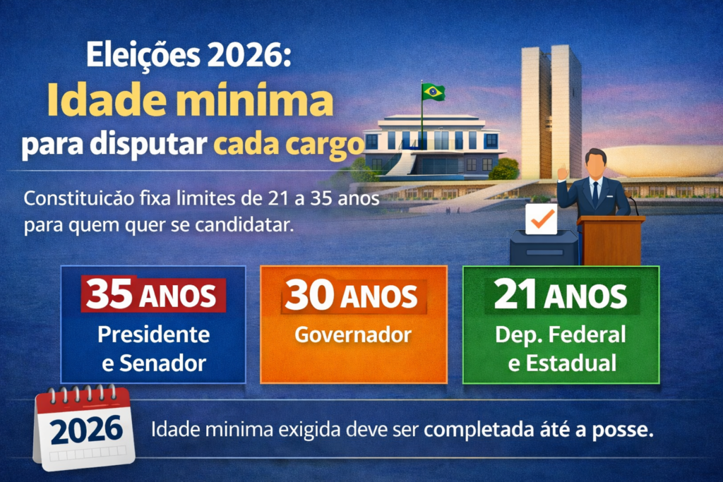Qual é a idade mínima para ser candidato nas eleições de 2026?