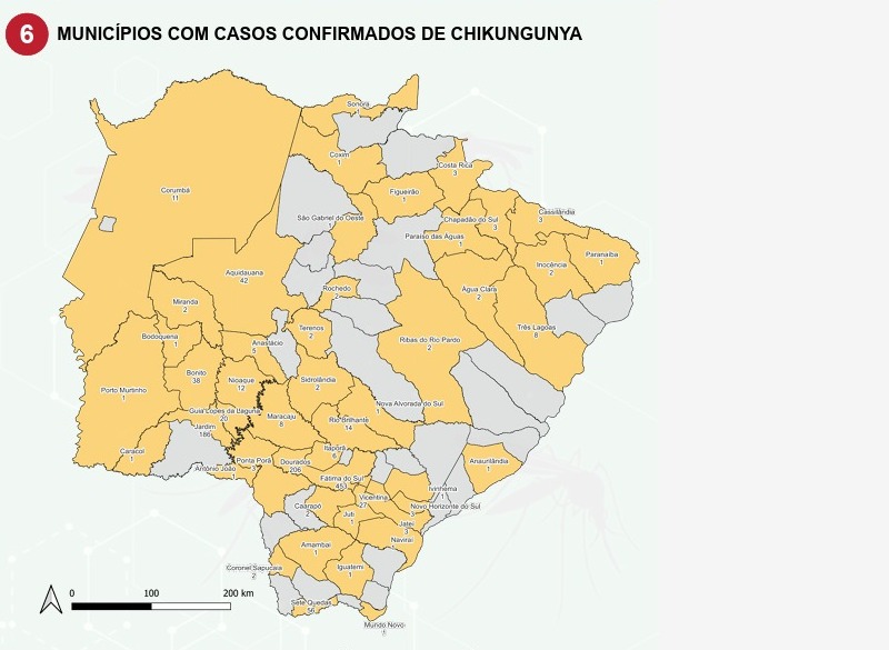 Em MS, apenas oito cidades ainda não registraram notificações de chikungunya Em MS, apenas oito cidades ainda não registraram notificações de chikungunya