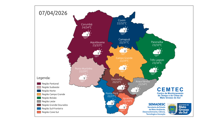 Ciclone extratropical provoca virada no tempo e aumenta risco de temporais em MS
