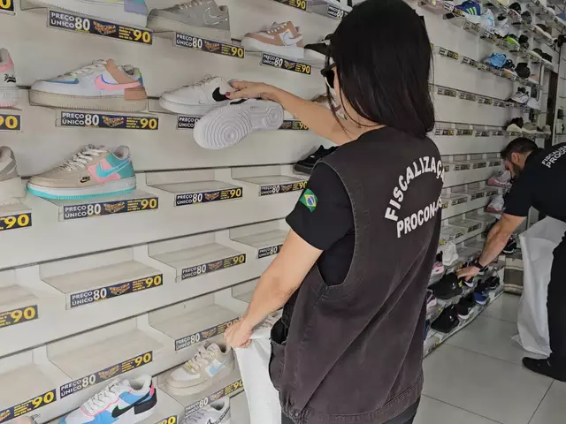 Procon apreende mais de 1,2 mil pares de tênis falsificados e interdita loja