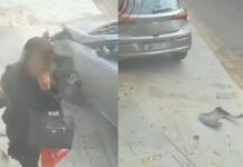 Vídeo: carro desgovernado bate em árvore e portão instantes depois de pedestre passar