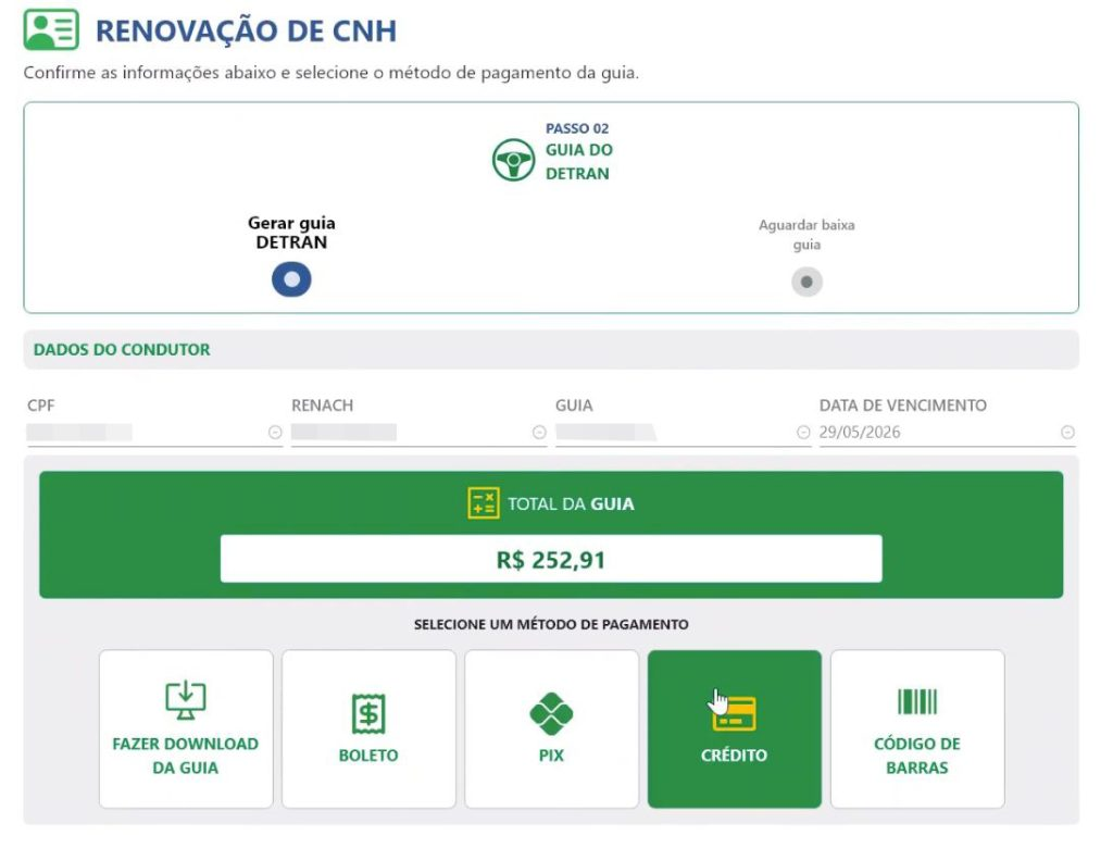 Detran passa a oferecer parcelamento online para CNH e renovação