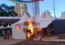 Vídeo: botijão pega fogo em barraca e assusta Arraial de Santo Antônio