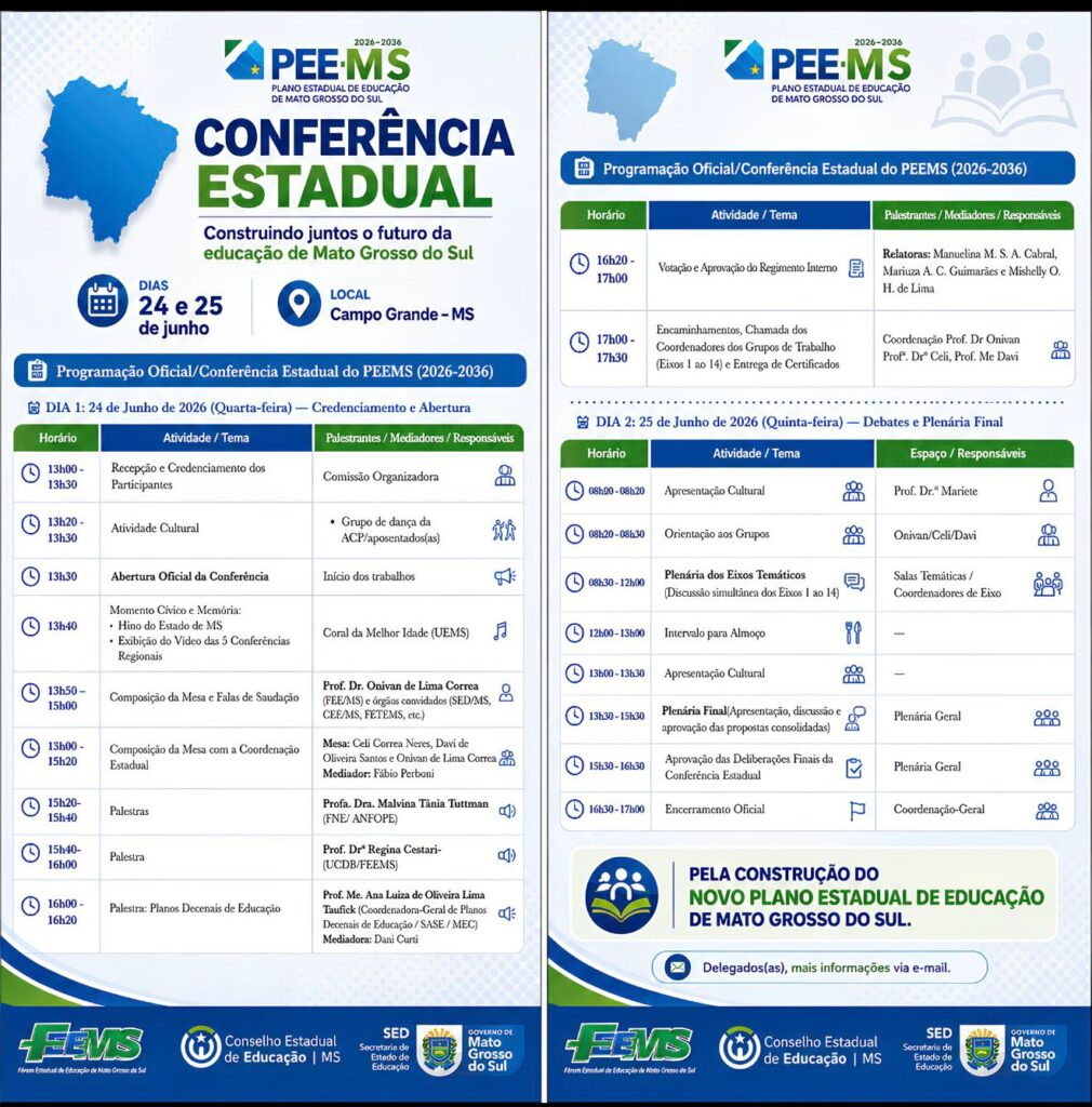 Conferência na Capital debate metas da educação de MS para os próximos 10 anos Conferência na Capital debate metas da educação de MS para os próximos 10 anos