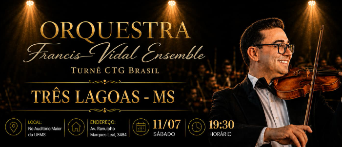 Três Lagoas recebe concerto gratuito de música clássica neste sábado 