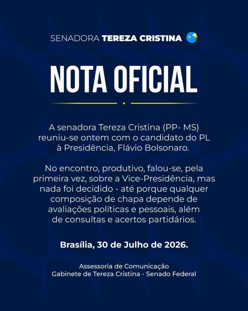Agora, Tereza Cristina balança a cabeça em aceite para ser vice de Flávio Bolsonaro Agora, Tereza Cristina balança a cabeça em aceite para ser vice de Flávio Bolsonaro