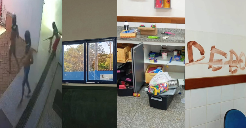 Vandalismo em escola: adolescentes invadem Emei e deixam rastro de destruição Vandalismo em escola: adolescentes invadem Emei e deixam rastro de destruição