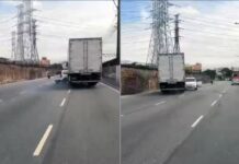 VÍDEO: caminhão ‘arrasta’ carro em briga de trânsito na Zona Norte do Rio