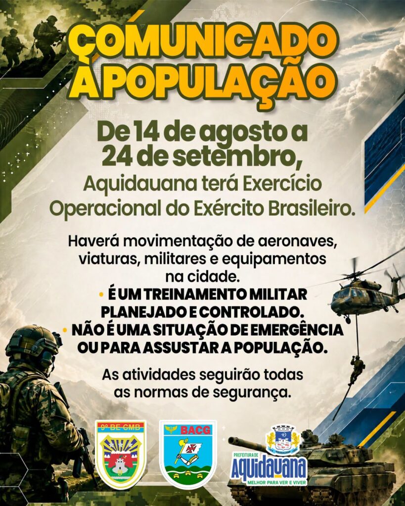 Exercício Operacional Conjunto Tápio 2026 provoca movimentação militar em MS Exercício Operacional Conjunto Tápio 2026 provoca movimentação militar em MS