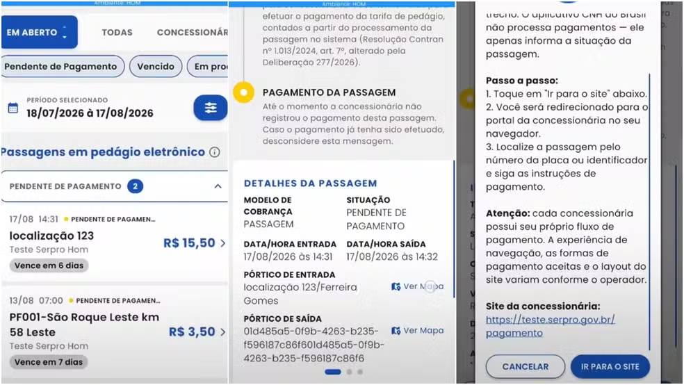 CNH do Brasil passa a mostrar pedágios ‘free flow’; veja como consultar e pagar